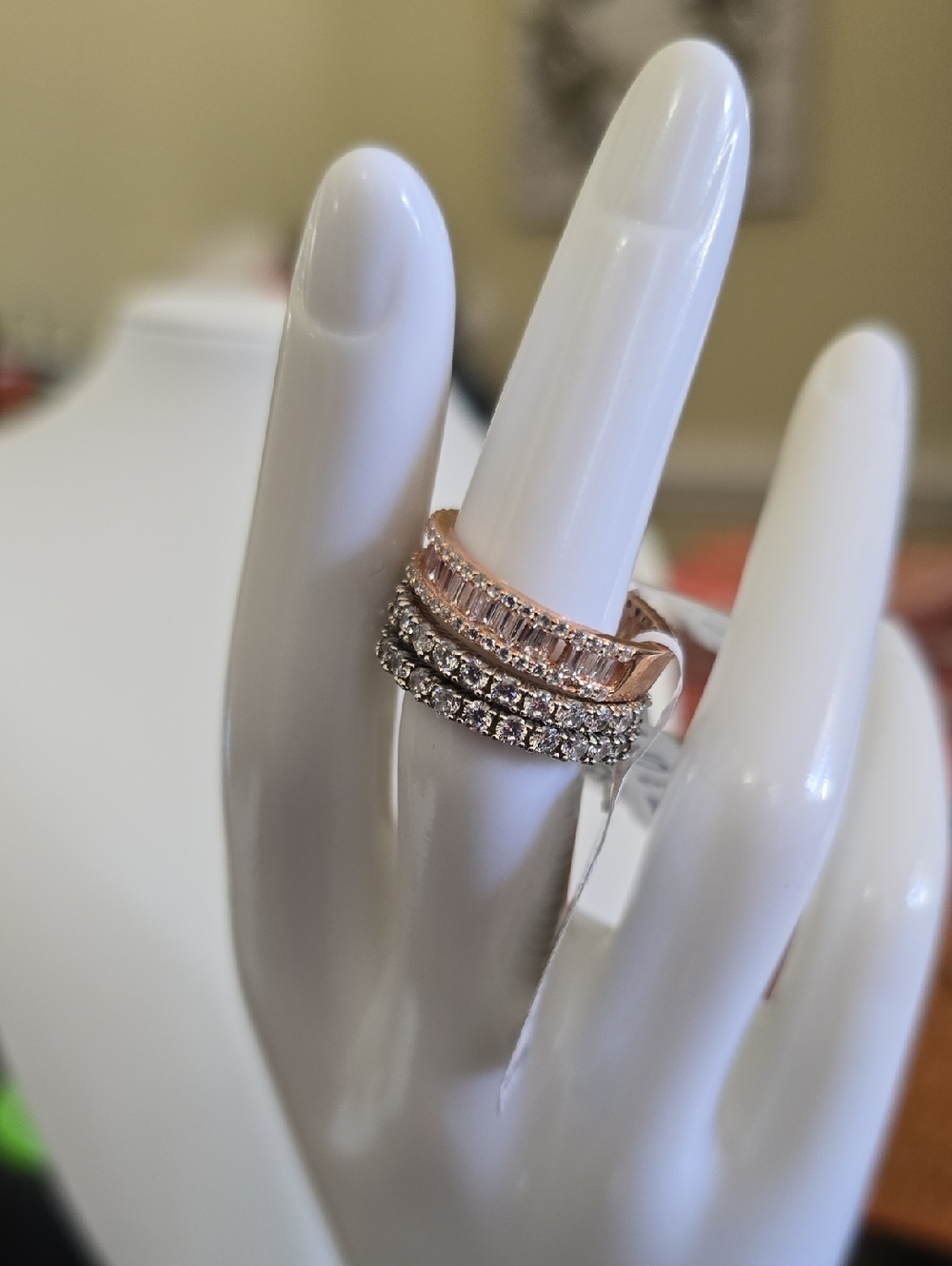 KOHL'S STERLING SILVER RINGS SET OF 3 CUBIC ZIRCONIA RINGS SIZE 7